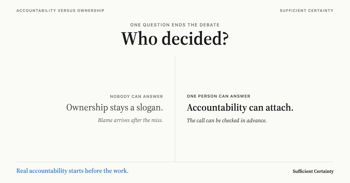 Accountability versus ownership: the question Who decided splits into two paths