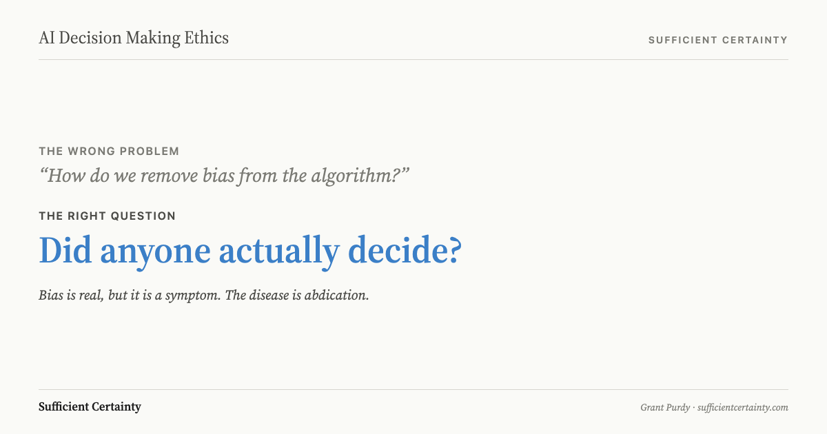 AI decision making ethics guide covering bias, accountability, transparency, and decision process