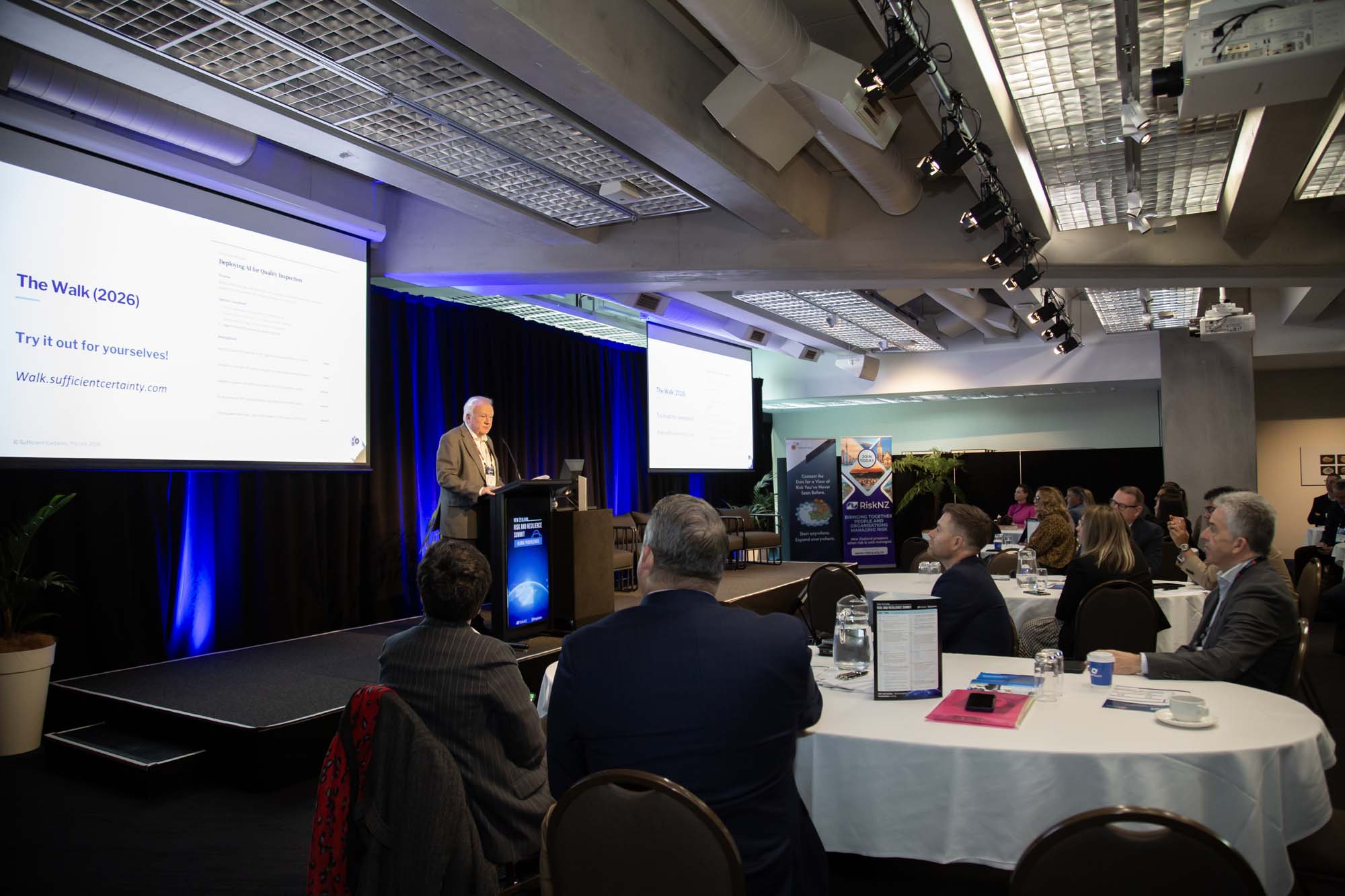 Grant Purdy presenting at the New Zealand Risk and Resilience Summit, 2026
