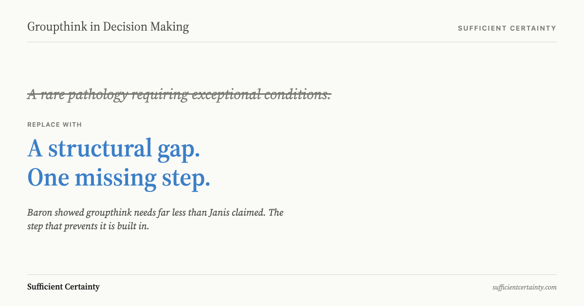 Strikethrough swap: 'A rare pathology requiring exceptional conditions' replaced with 'A structural gap. One missing step.'