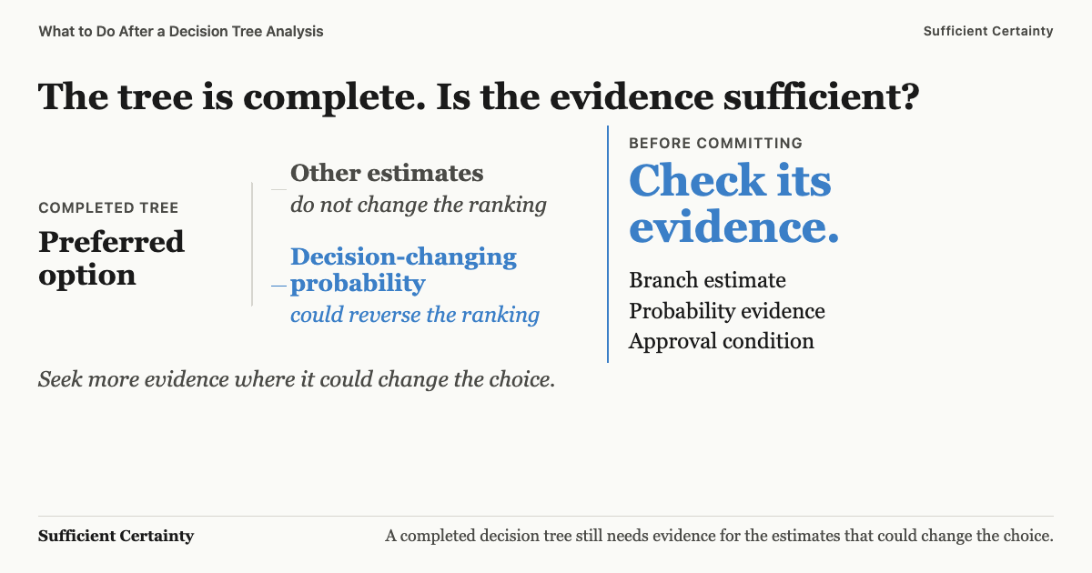 What to do after decision tree analysis: check the evidence for branches that could change the choice
